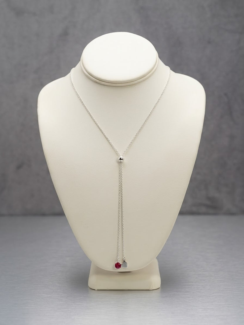 Long necklace with heart and ruby – Dance Hnas. Jewelry